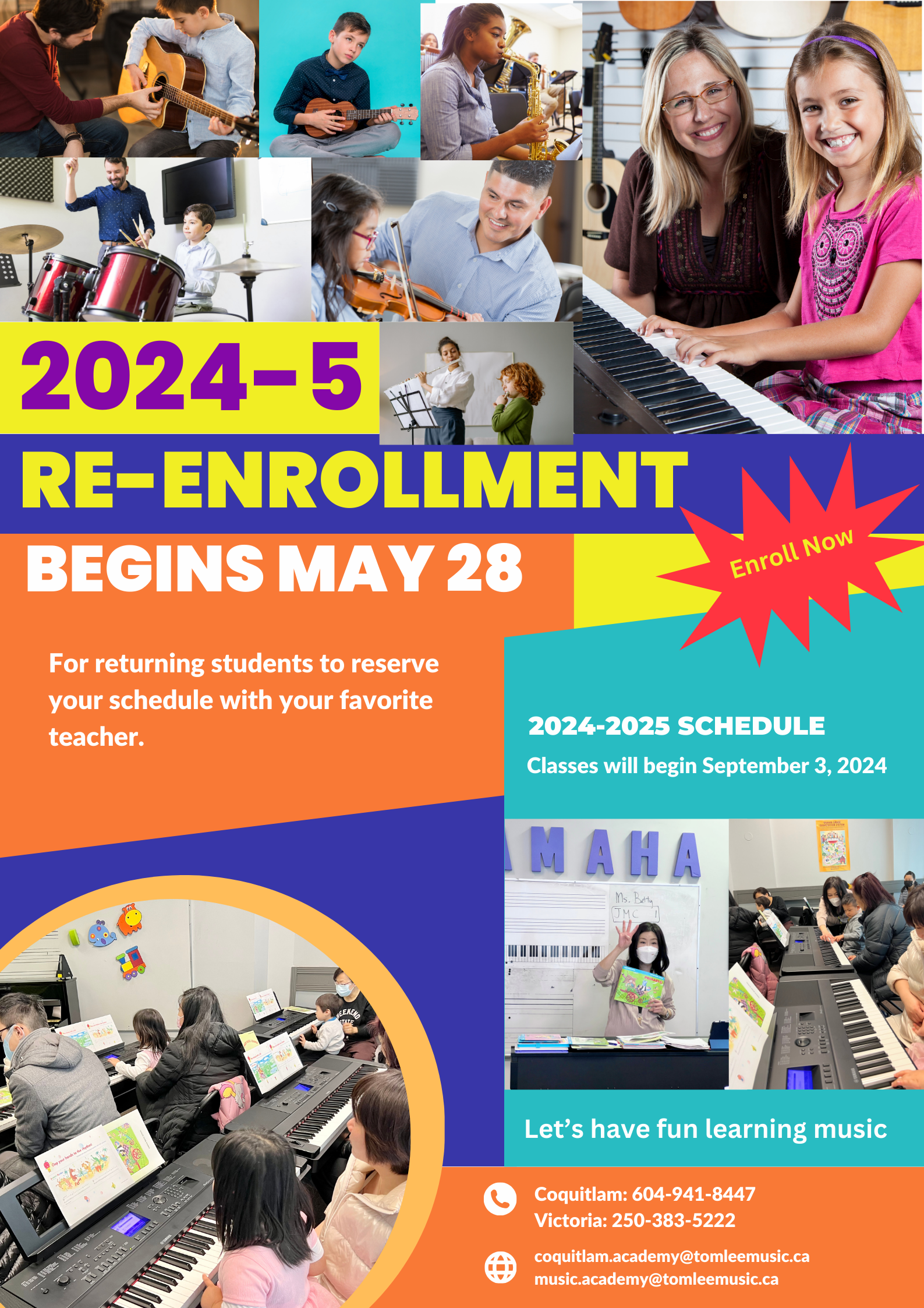 Music Lesson Re-Enrollment 2024-2025 School Year